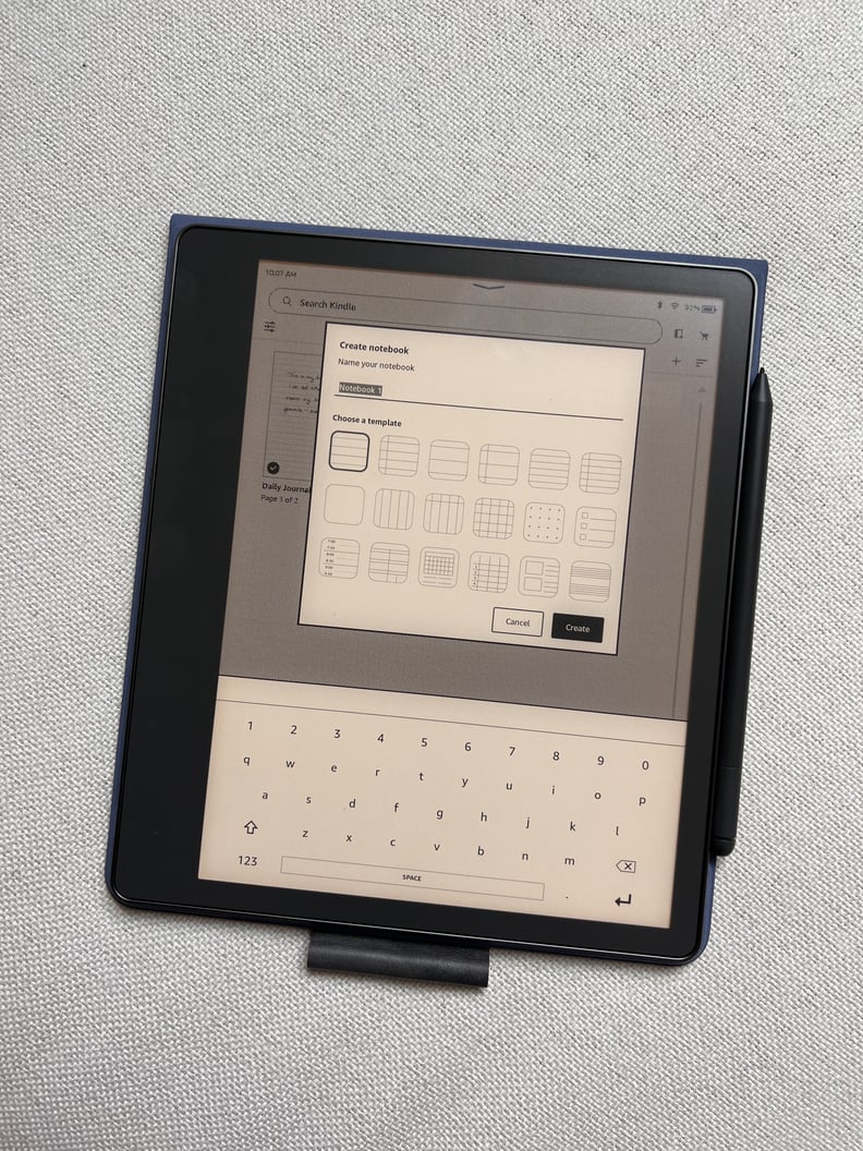Creating a notebook in the Kindle Scribe.