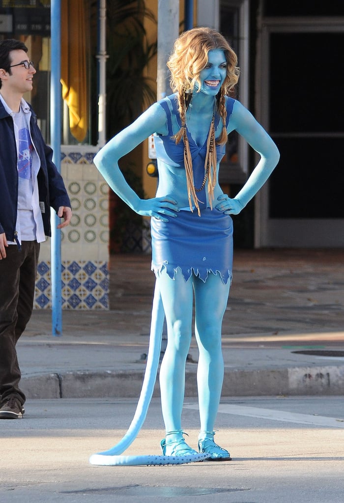 Pictures of Annalynne McCord On 90210 Set Dressed As Avatar Character