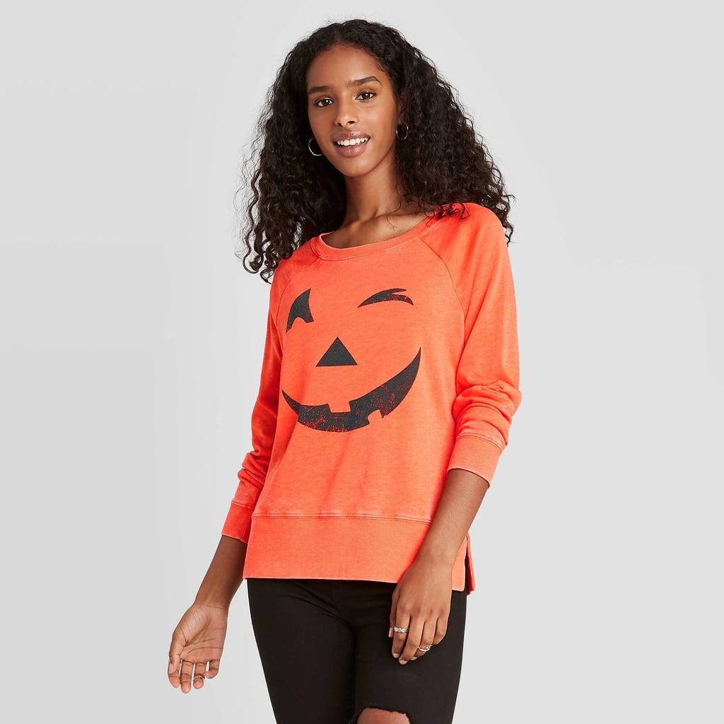 Halloween Jack-o'-Lantern Graphic Pullover Sweatshirt