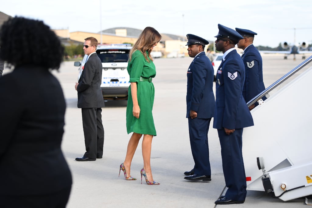 Melania Trump's Green Dress and Christian Louboutin Heels