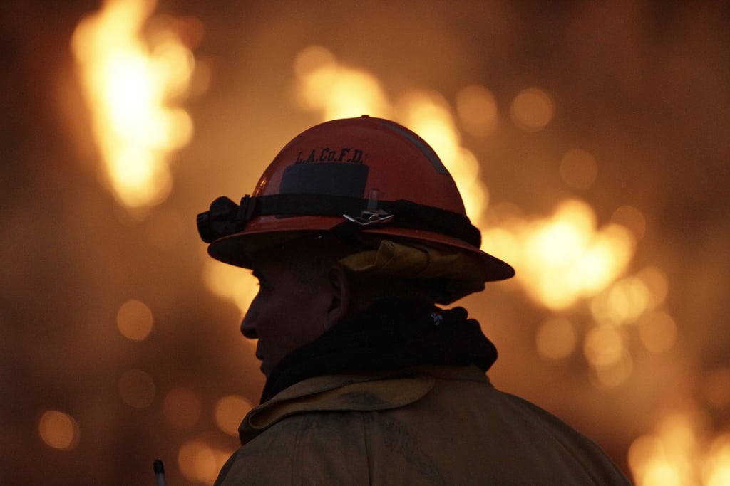 One of the firefighters watched the flames on the second day of the wildfire.