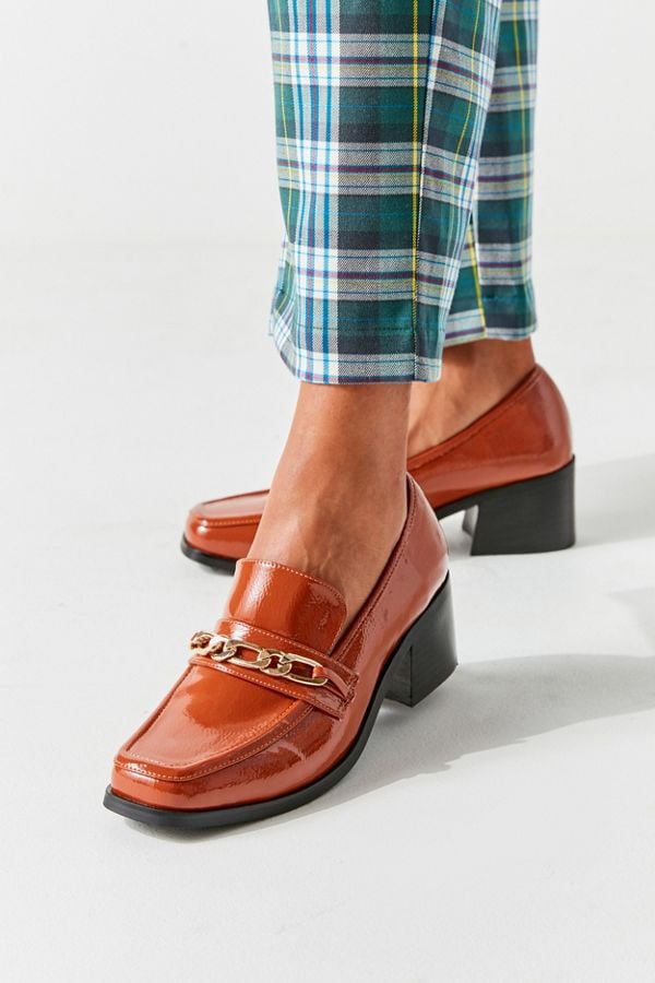 UO Gema Chain Trim Heeled Loafers 