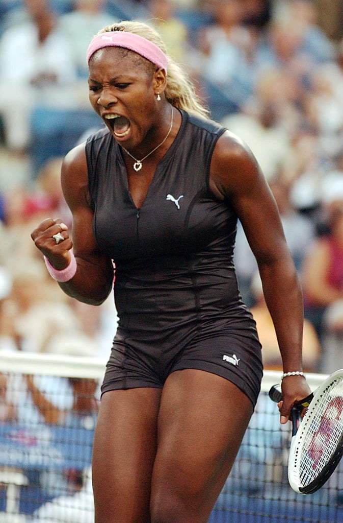 Serena Williams donned a leather catsuit by Puma at the 2002 US Open.