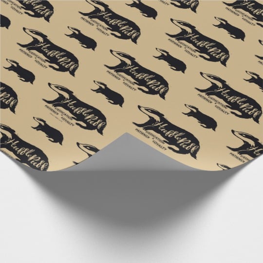 Harry Potter Hufflepuff Silhouette Typography Wrapping Paper