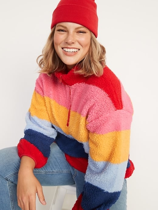 Old Navy Cozy Sherpa Half-Zip Pullover Sweater