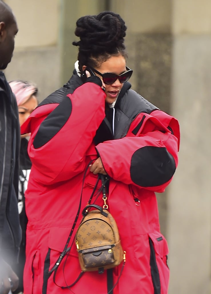 Only Rihanna could pull off this comically oversize red puffer.