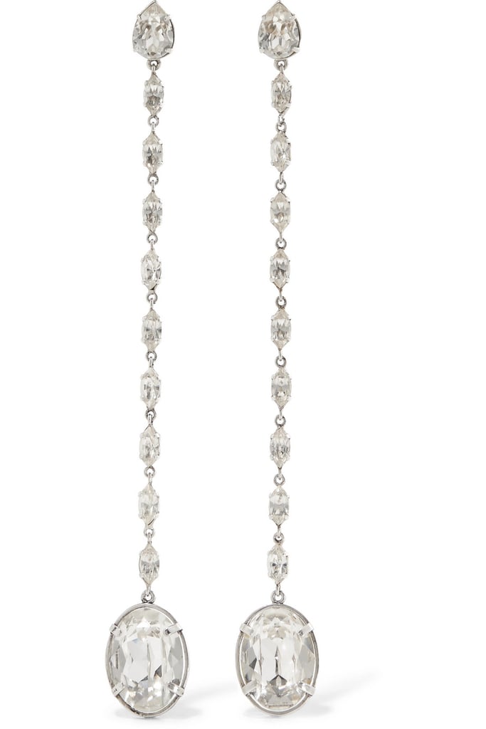 Saint Laurent Silver-Plated Crystal Clip-On Earrings