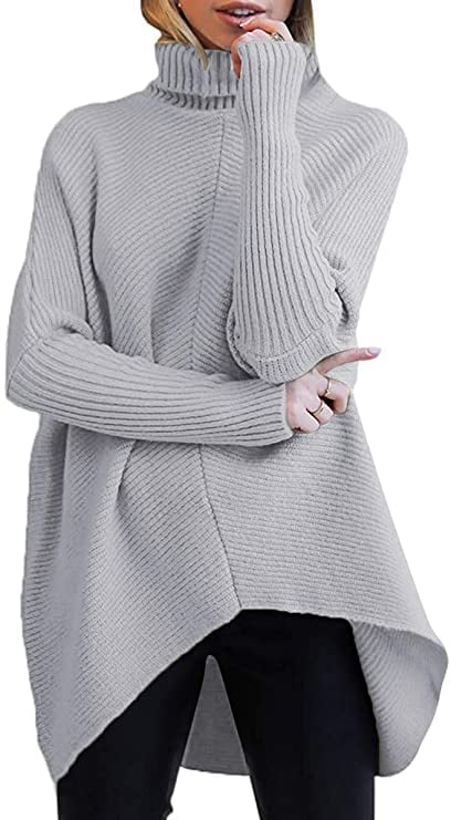 Turtleneck Long Sleeve Sweater in Grey