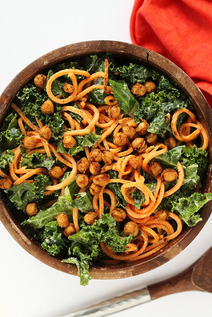 Vegan Kale and Sweet Potato Noodle Caesar Salad