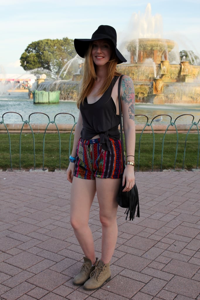 black shorts festival outfit