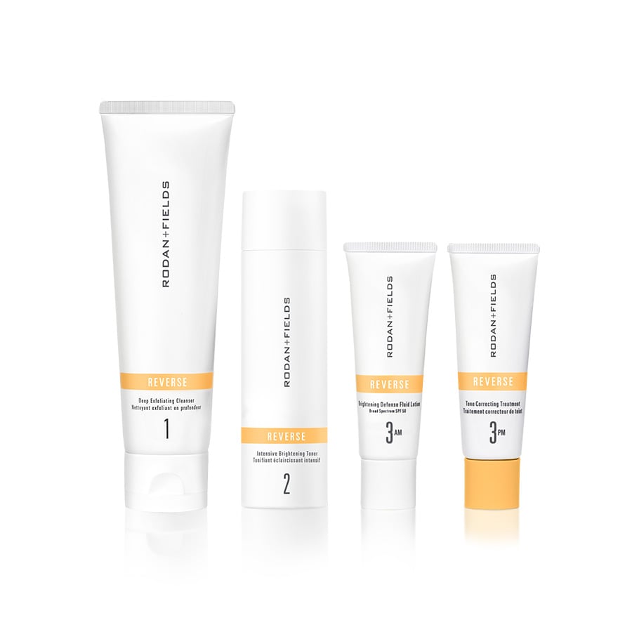 The retinol in the PM Tone Correcting Treatment was developed in house by the brand. "Both of these ingredients have been supercharged by the scientists in our Rodan + Fields lab," cofounder of the brand Dr. Kathy Fields told POPSUGAR. "Not all retinoids or vitamin Cs are created the same, and blending them together can be difficult due to stability."
The Reverse regimen helps restore luminosity in the skin by also incorporating gentle physical exfoliation. "[Dull skin] impacts how light is reflected of the skin's surface," said cofounder Dr. Katie Rodan. "Slow cell turnover and discolorations that are hidden beneath the surface absorb rather than reflect light."