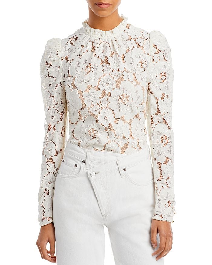 A Lace Top: Wayf Erika Puff-Sleeve Lace Top