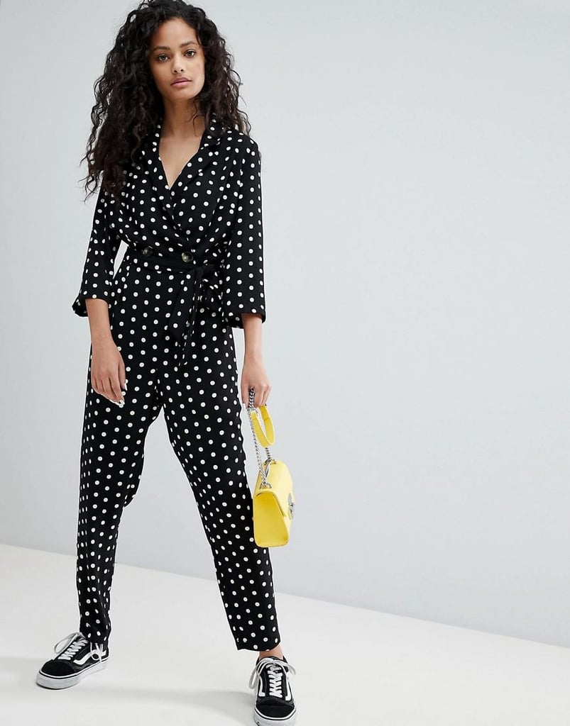 Bershka Wrap Polka Dot Jumpsuit