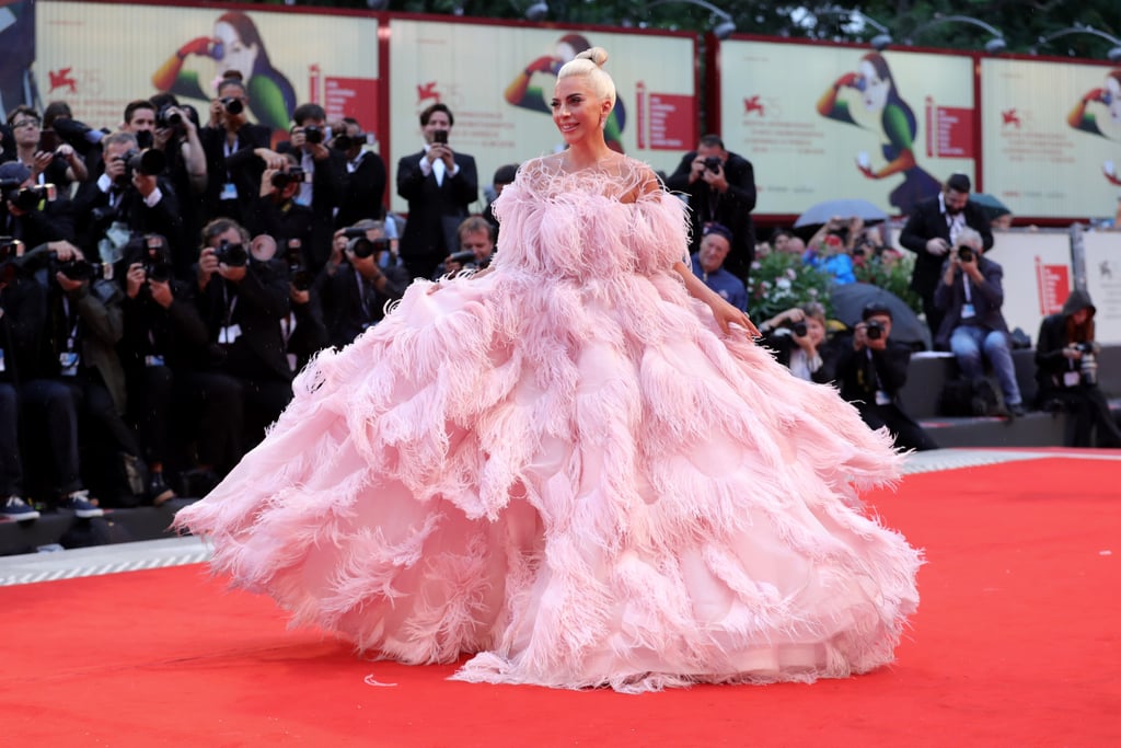 Twirling around in a pink Valentino dress at the 2018 Venice Film Festival.