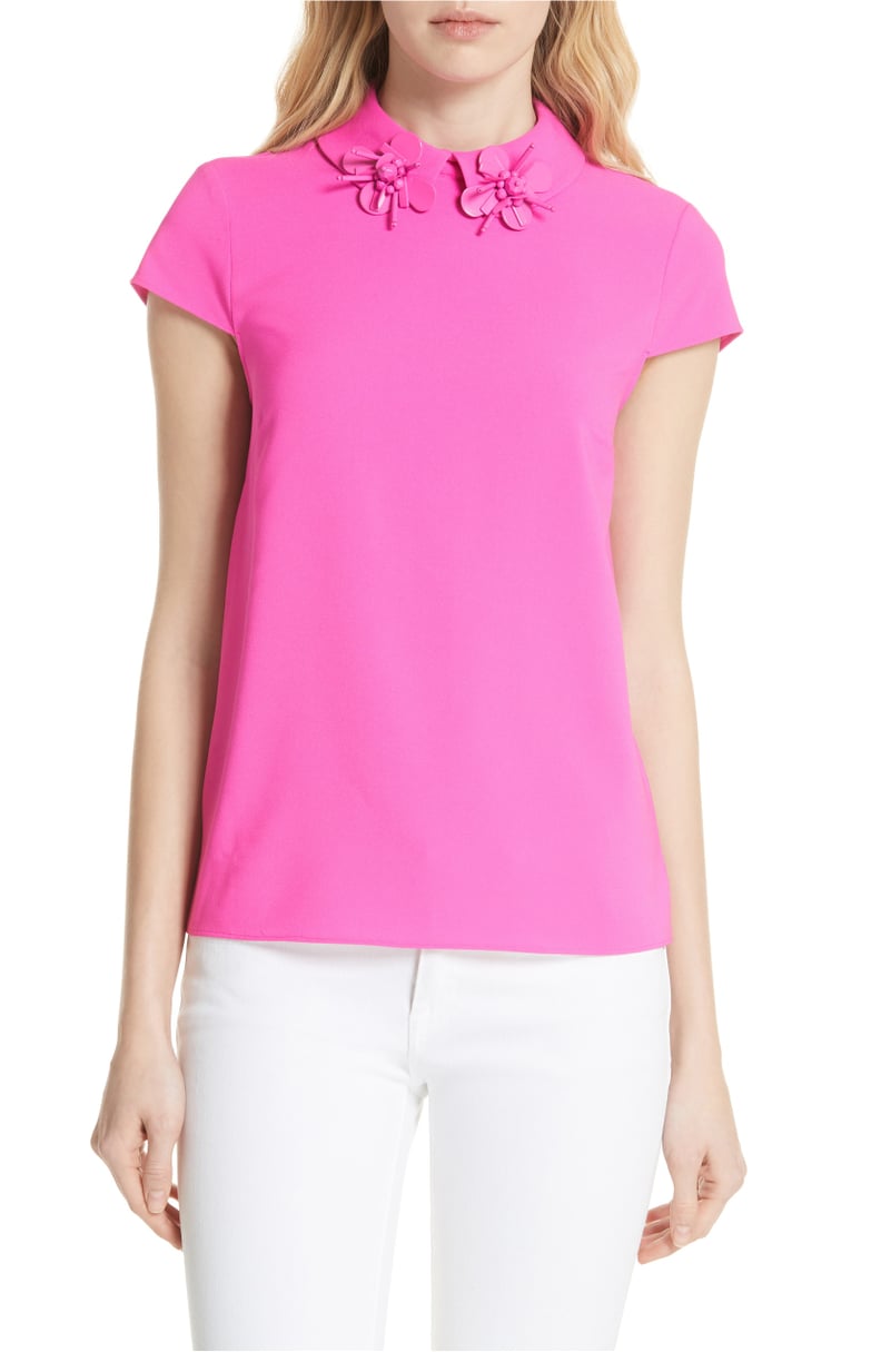 Ted Baker London Ammah Embellished Collar Crepe Top