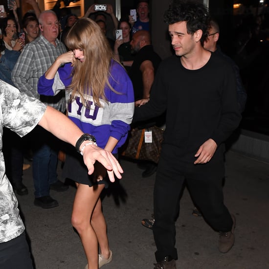 Taylor Swift's NYU Sweatshirt and Miniskirt With Matty Healy