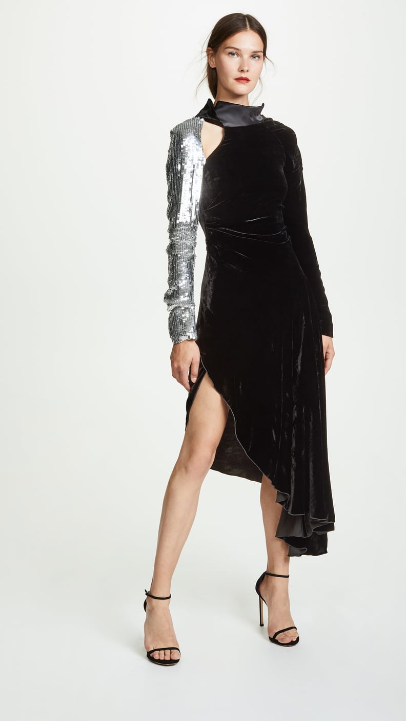 Monse Velvet Sequin Sleeve Flare Gown