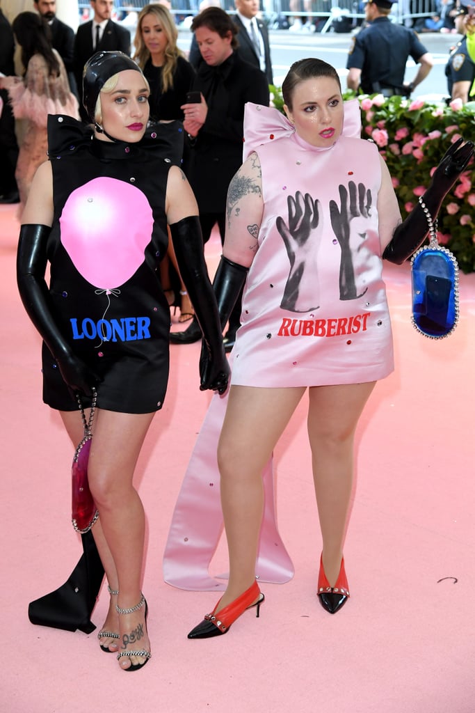 So Camp: Jemima Kirke and Lena Dunham in Matching Fetish T-Shirt Dresses