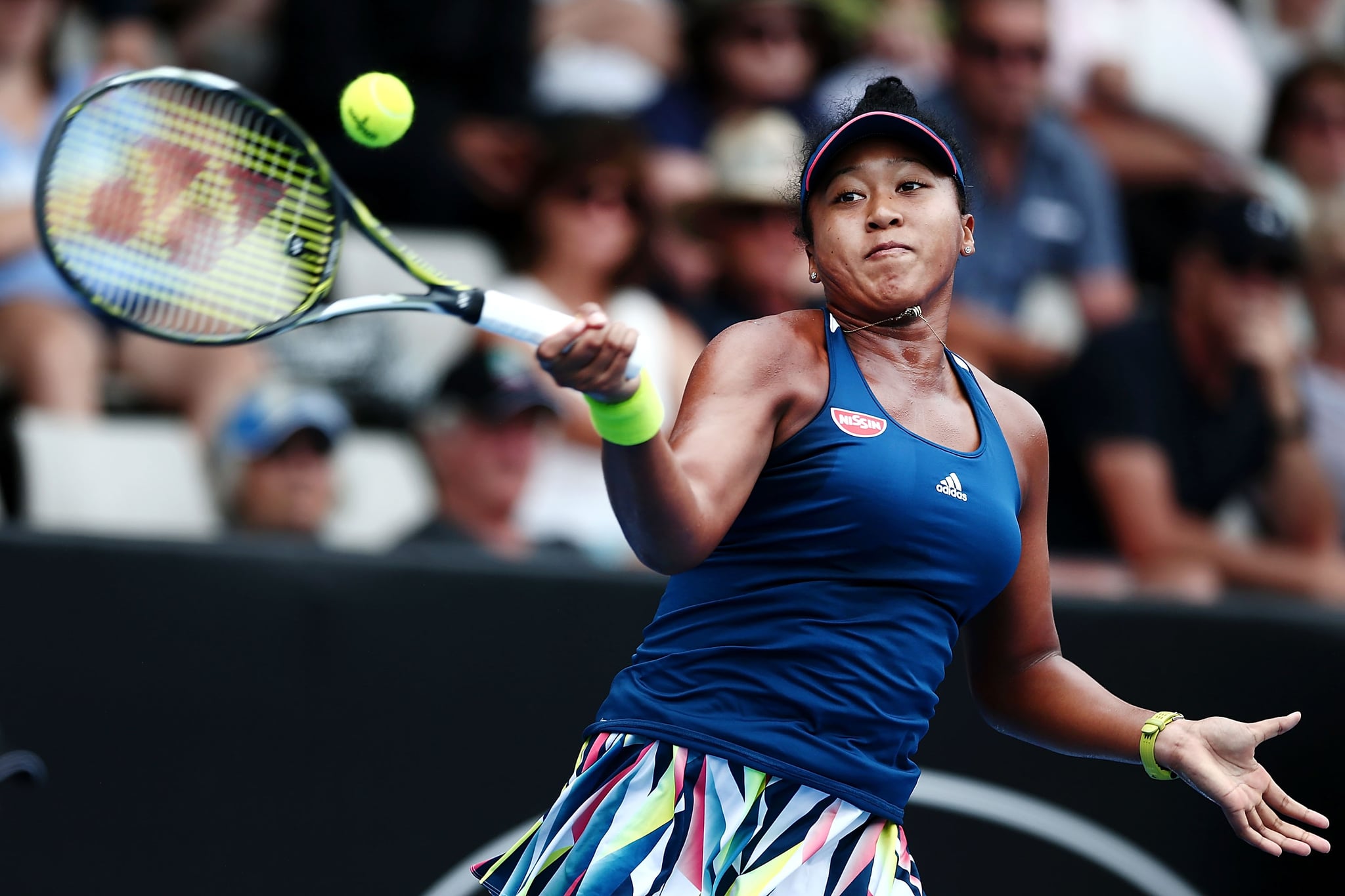 AUCKLAND, NEW ZEALAND - JANUARY 02:  Naomi Osaka of Japan plays a forehand in her match against Annika Beck of Germany on day one of the ASB Classic on January 2, 2017 in Auckland, New Zealand.  (Photo by Anthony Au-Yeung/Getty Images)