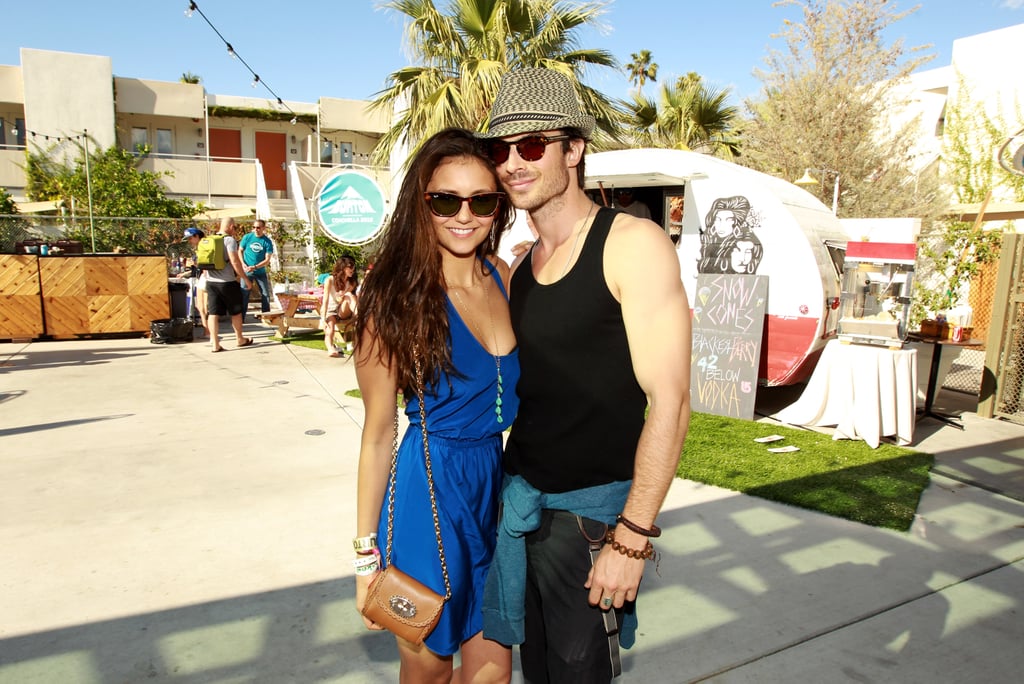 Nina Dobrev and Ian Somerhalder posed together at the Burton Snowboard BBQ at the Ace Hotel in 2012.
