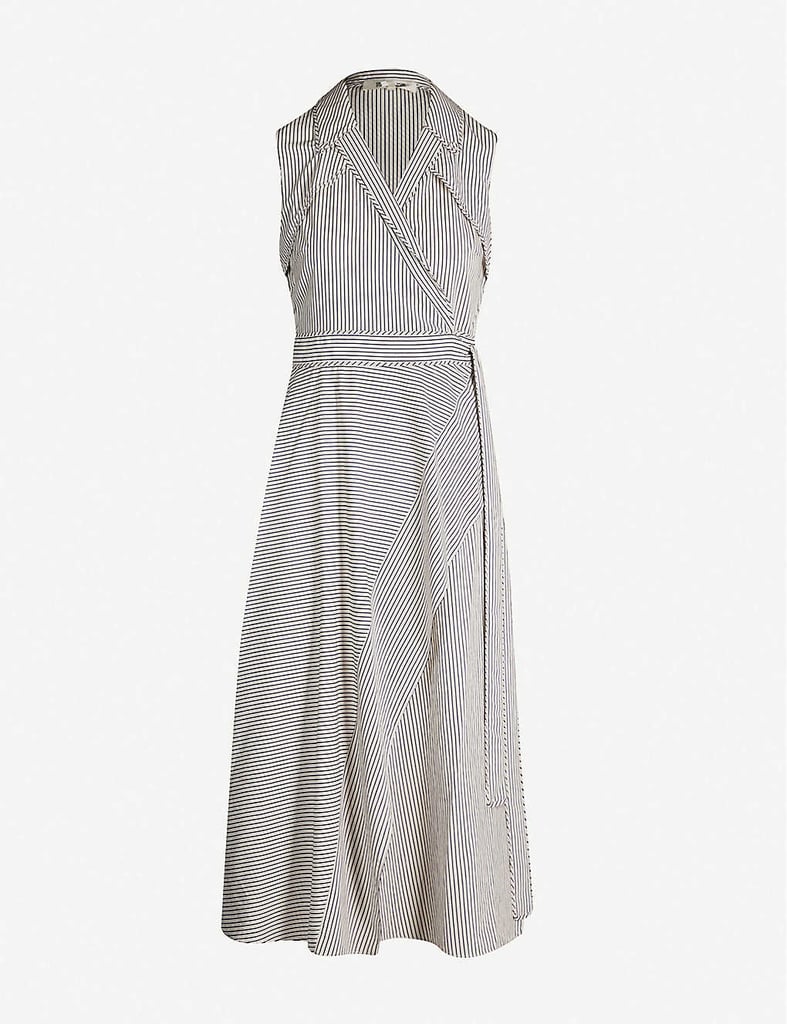 Diane von Furstenberg Charleigh Striped Woven Midi Wrap Dress