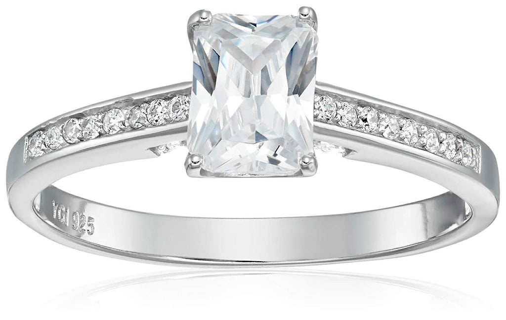 Emerald Radiant Cut Cubic Zirconia Engagement Ring