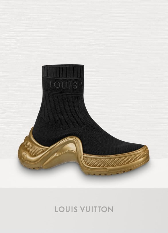 Louis Vuitton LV ARCHLIGHT Black Sock Sneaker Boot with Gold