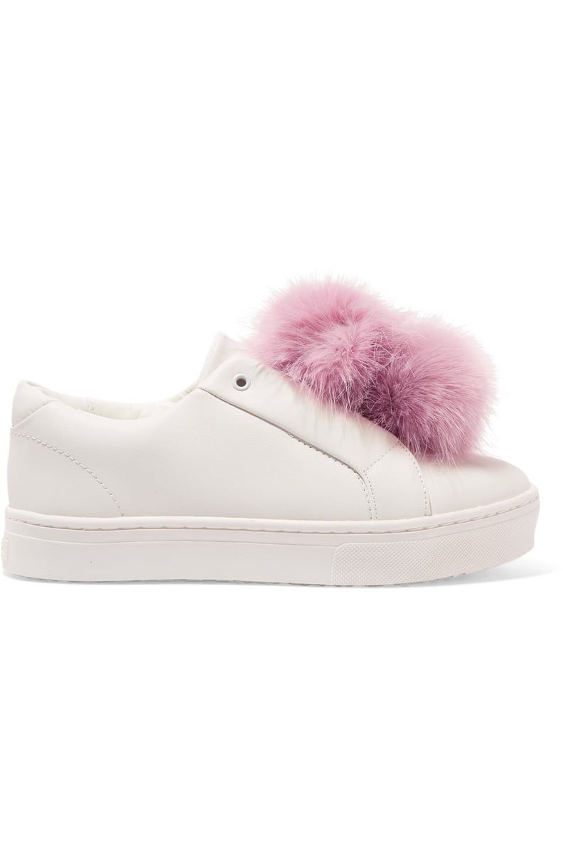 Sam Edelman Leya Faux Fur-Trimmed Leather Slip-On Sneakers