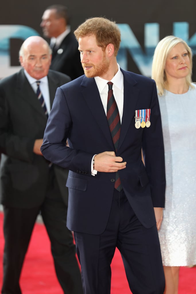 Prince Harry looked dapper as hell as he walked the red carpet at the Dunkirk premiere in 2017. He even met another famous Harry — Styles! — inside the event.