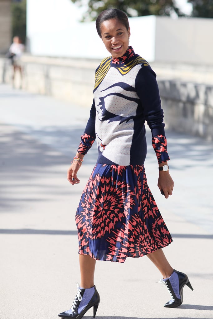 Playful print-mixing livened up this look.
Playful print-mixing livened up this look.
