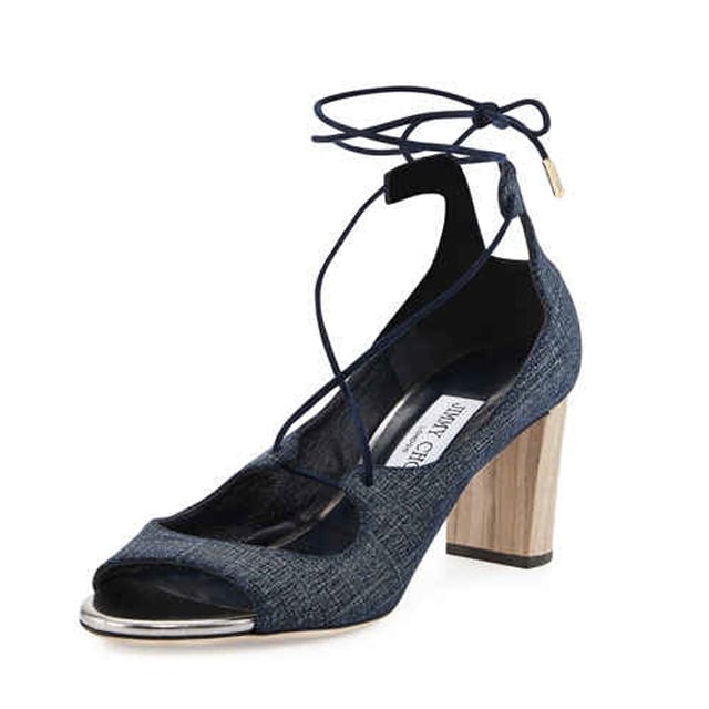 Jimmy Choo 'Vernie' Denim Lace-Up Sandal ($750)