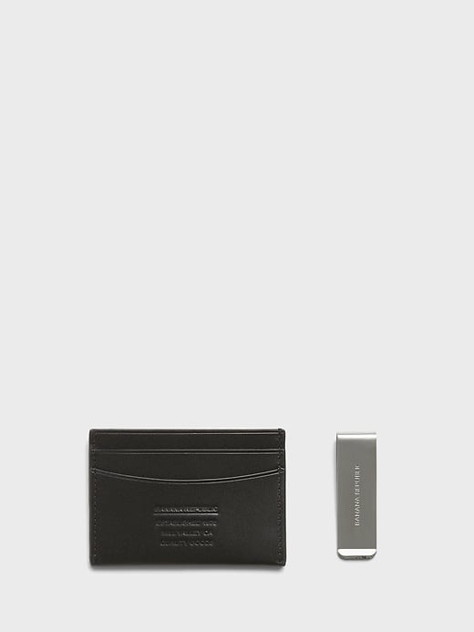 Banana Republic Leather Card Case and Money Clip Gift Set