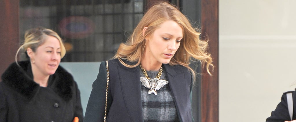 Blake Lively Wearing Leather Shorts in NYC