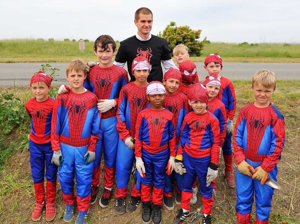 Andrew Garfield made the day of a group of little Spider-Man fans in April 2014.