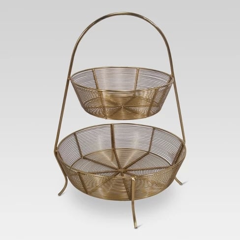 Two-Tier Gold Plated Wire Basket