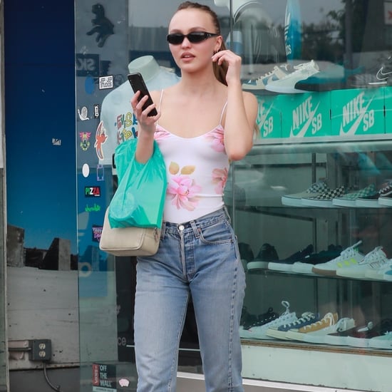 Lily-Rose Depp Jeans and Floral Bodysuit