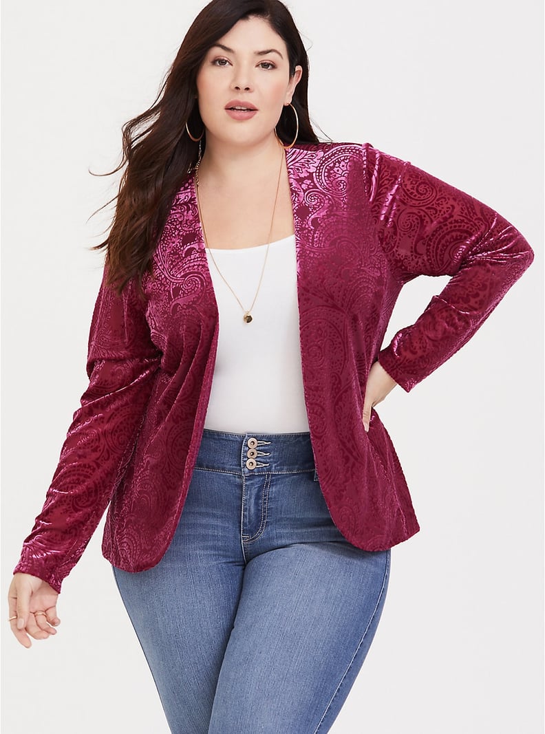 Torrid Red Burnout Velvet Blazer