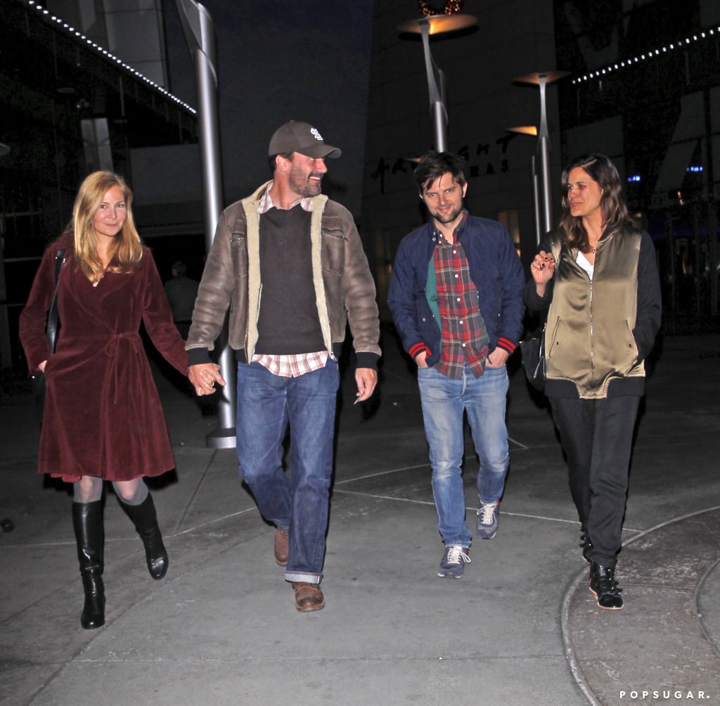 The couples strolled to the theater.