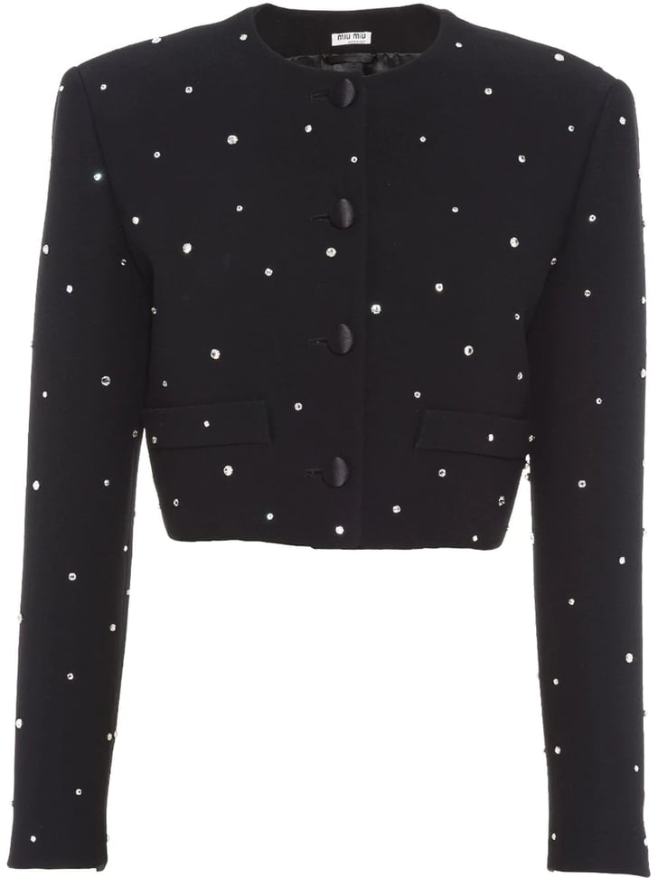 Miu Miu Crystal-Embellished Cropped Jacket | Ella Emhoff Wears a Suit ...