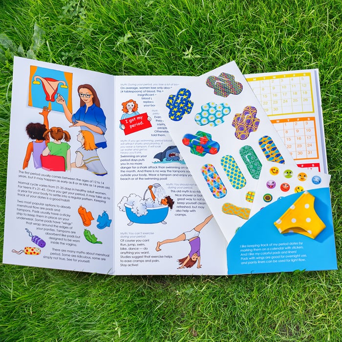 Lamm originally created Lammily after a Kickstarter campaign to make a realistic doll and collaborated with his mother to design the vibrant Period Party pads.