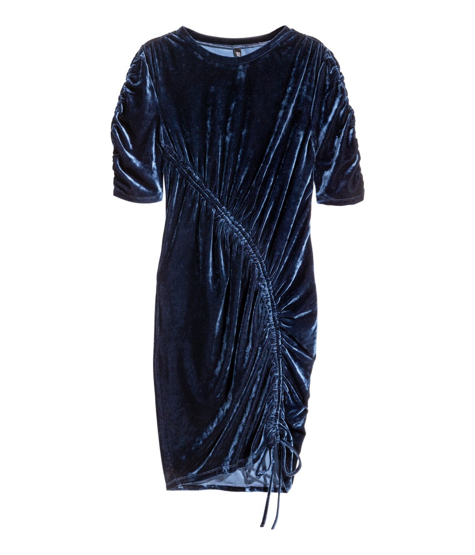 h&m blue velvet dress