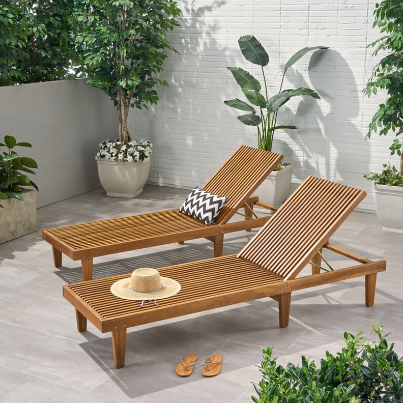 A Wooden Chaise: Maddison Outdoor Wooden Chaise Lounge, Set of 2