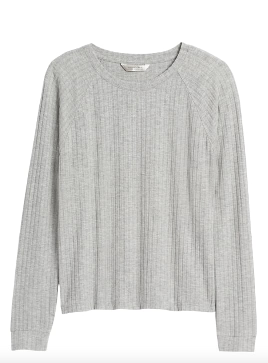 Ribbed Knit Raglan T-Shirt