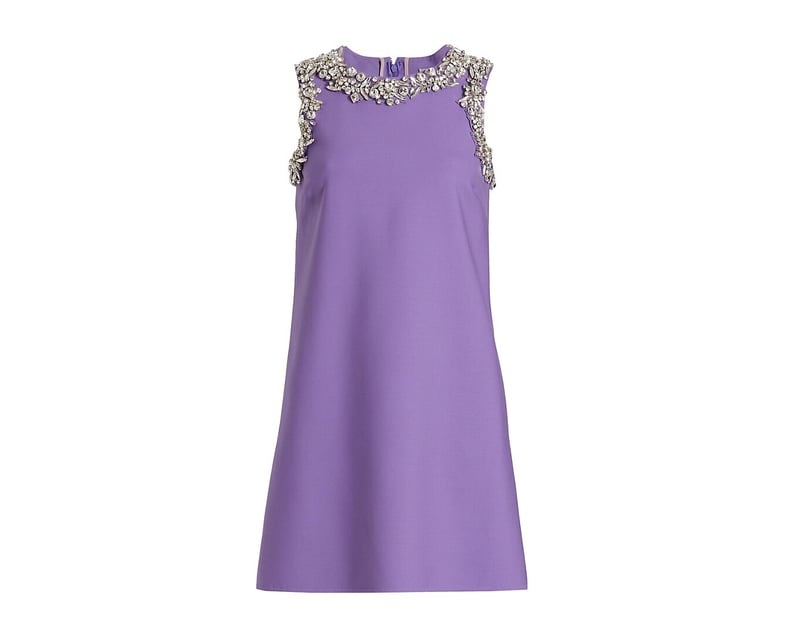 Oscar de la Renta Crystal Embellished Shift Dress in Amethyst