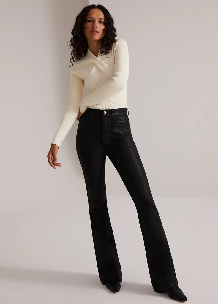 Waxed Leather-Effect Business Casual Jeans For Women