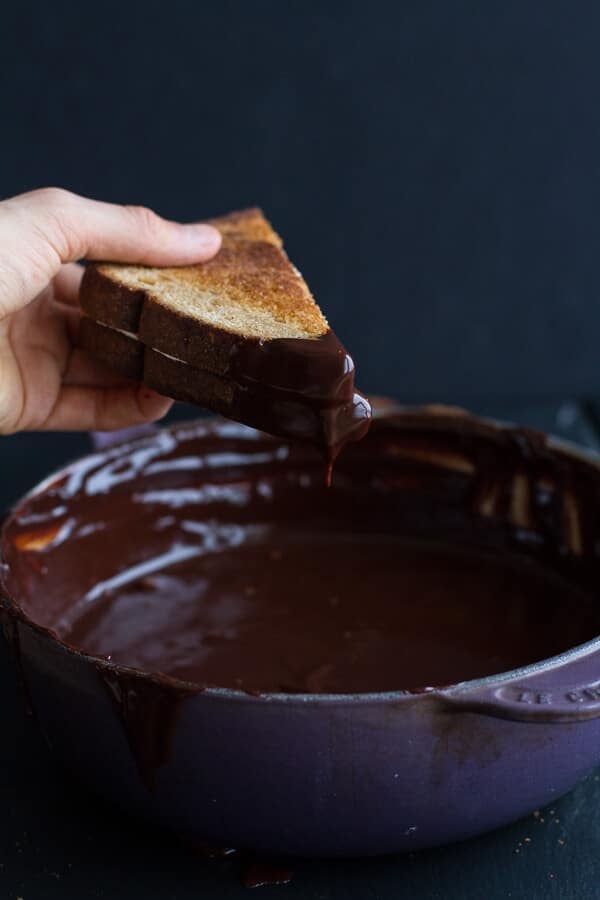 Toasted Fluffernutters With Cabernet Chocolate Fondue