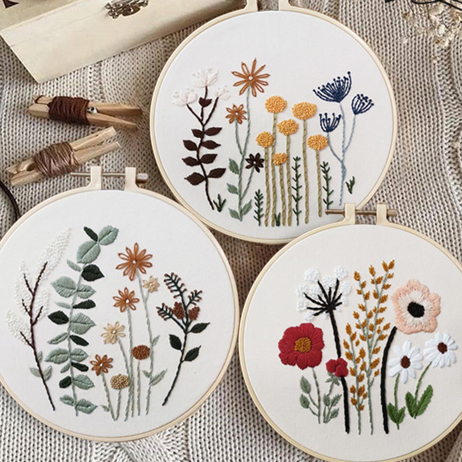 Embroidery Kit Flowers Beginner Embroidery Kit Modern Flower