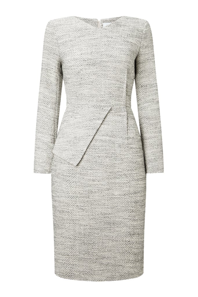 The Fold Eaton Silver Dress ($408) | Kate Middleton Wearing Gray Peplum ...