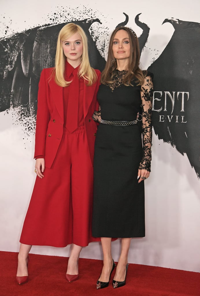 Elle Fanning and Angelina Jolie at the Maleficent: Mistress of Evil London Photocall