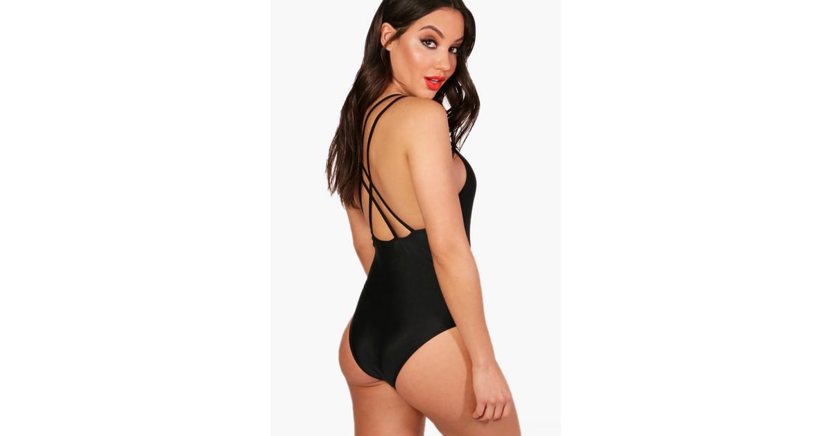 Boohoo Strappy Back Swimsuit Margot Robbie Black One Piece Swimsuit In Costa Rica 2018